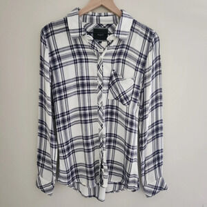 Rails | Women's Hunter Navy & White Plaid Button Down Shirt - Size XS (0…